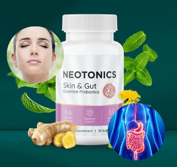 Illustration explaining the connection between gut wellness and healthy-looking skin